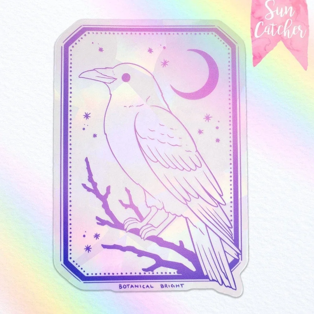Raven Bird Sun‎ Catcher Rainbow Maker Window Sticker - Indoor Window Decal